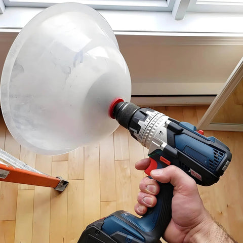 Drill with Six And One Quarter Inch Bi Metal Recessed Light Kit With Blu Mol Flexible Dust Bowl for wood, metal, drywall