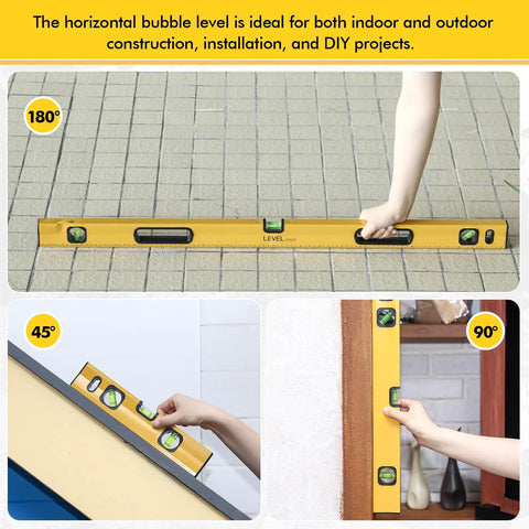 Heavy Duty Five Piece Magnetic Torpedo Level Set Offering Pro Grade Accuracy Down To.0005 Inches Per Foot For Rock Solid Framing And Diy Builds With No Sweat Setup And Quick View 45 90 180 Degree Bubbles In Classic Yellow Tool Steel