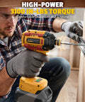 Man using Cordless Brushless Drill And Impact Driver Combo Kit For 20V Battery Tool Only High Torque Power Tool Set