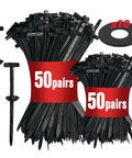 Universal Cable Tie Buckle Kit With 3.54 Inch And 6 Inch Zip Tie Clips and 10 Washers for Automotive Plastic Rivet Push Pins