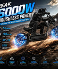 High Output 4000W Electric Motorcycle With A Dual 60V Battery Rig Delivering Over One Hundred Ten Miles Per Charge and Rolling Fifty MPH Tops with Quick Hydraulic Brake Stops.