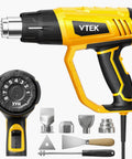 Heavy Duty 1800W Heat Gun With Quick Heating Adjustable 140°F To 1202°F Thermostat, 3 Speed Airflow, 4 Nozzles