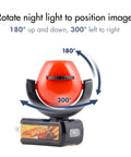 Cars Night Light Projector For Kids With Dusk To Dawn Sensor showing rotation angles for adjusting projection