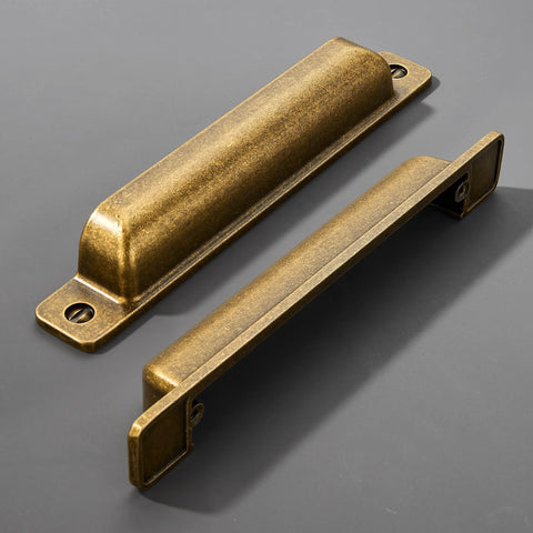 Antique Brass Cabinet Drawer Pulls 10 Pack Zinc Alloy Cup Pulls For Kitchen Cabinets And Dressers Center To Center Three And Three Quarters Inches