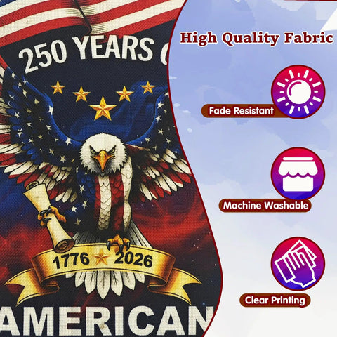250th Anniversary USA Garden Flag Outdoor Double Sided Totally Patriotic Banner 12 X 18 Inch Eagle Stars And Stripes Design, 1776-2026