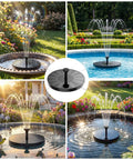 Sun Powered Garden Pond Fountain Pump With Six Nozzles, No Batteries Needed, Easy Setup For Bird Bath, Pond, Pool