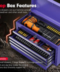 8 Drawer Rolling Tool Chest With Wheels Locking Detachable Cabinet Heavy Duty Steel Tool Cart With Liner And Hooks For Garage Workshop Warehouse Purple, open top box