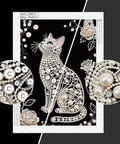 Cat Themed Pearl Diamond Painting Kit For Adults And Beginners, Sparkling Crystal Gem Wall Art Home Decor 11.81 By 15.75 Inches