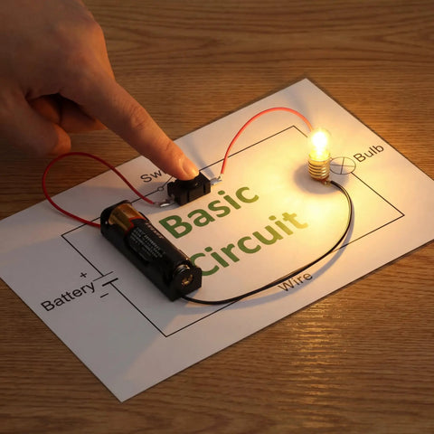 Electric Circuit Kit For Beginners 24 Piece Component Set With Light Bulb Wires Push Button Switch Battery Holder Instructions