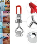 Heavy Duty Toggle Latch Pair Quick Release Cabinet Hasp Rugged Steel Clasp With Snap Tight Lever Pull, showing installation steps.