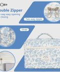 Floral Quilted Makeup Bag Set For Women Large Cotton Cosmetic Pouch Trio With Three Sizes Travel Toiletry Organizer Case