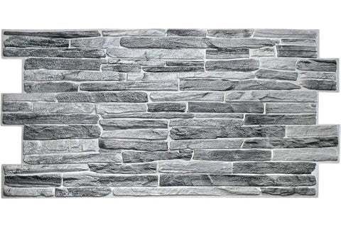 Dark Grey Faux Slate PVC 3D Wall Panels Pack Of 10 For Quick Easy Accent Wall Makeover, textured slate design, single panel view