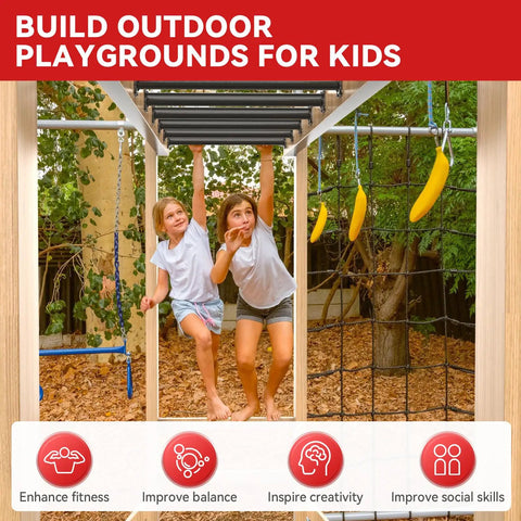 Heavy Duty 16.5 Inch Monkey Bars Kit With 12 Rungs for backyard playset equipped with sturdy steel bars and easy grip rungs.