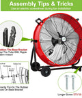 Assembly instructions with Industrial Drum Fan 24 Inch High Velocity With 8100 CFM 3 Speeds Heavy Duty Metal Shop Fan for warehouse use.