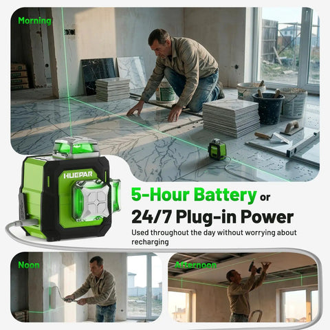 3D Laser Level With 360 Degree Green Laser, Self Leveling ST03CG, Kicks Out 3x360 Degree Coverage For A Full Room Layout For tile installation