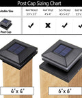 Six Pack Solar Post Lights RGB Color Changing Outdoor LED For Fence Deck Patio Black Plastic on 4x4 and 6x6 wooden posts.