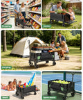 Foldable Wagon Cart With Tailgate And 42 Inch Extended Handle for groceries, camping gear, beach toys, and sports equipment.