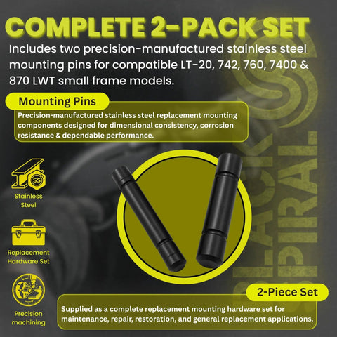 Black Steel Mounting Pins Set For Remington LT-20 LT-20 Special 742 760 7400 870 LWT Small Frame Models Replacement Hardware Two Pack With Rugged Build And Easy Install For Reliable Fit, 2-piece black steel pins