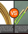 Comparison of spring steel wire and fiberglass rods for cable pulling, highlighting benefits of heavy-duty 25ft fish tape wire puller.