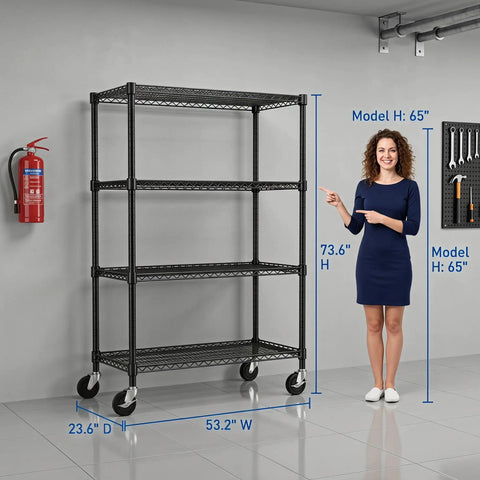 4 Tier Metal Shelving Unit for Garage Storage Ultra Heavy Duty Carbon Steel Rack With Adjustable Heights Sturdy 2100 Lbs