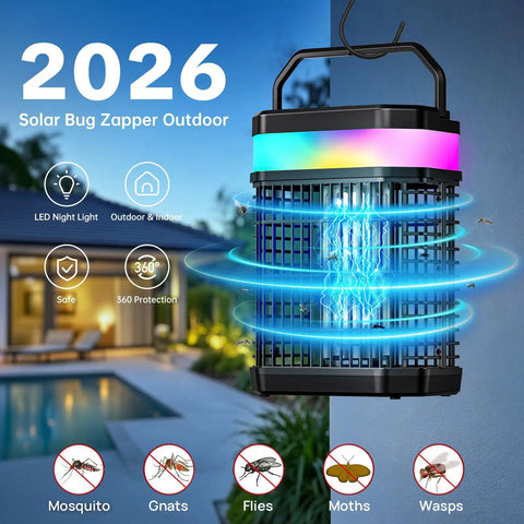 Suspended 4 In 1 Bug Zapper Outdoor Portable And Rechargeable Mosquito Killer with 5000mAh Battery, LED light, outdoor use.