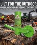 Heavy Duty 16 Inch Firewood Marking Tool Featuring Automatic Paint Roller on logs in outdoor logging environment.