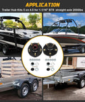 Two trailer hub kits for 5-lug 4.5 inch axles, 2000 lb, pre-installed and lubricated, with bearings, seals and hardware.