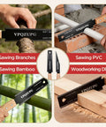 Image showing 6 Inch Pull Saw For Woodworking Pro Grade Double Edged SK5 Steel Hand Saw used for branches, PVC, bamboo, wood.
