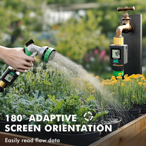 Smart Water Flow Meter With Backlit Screen, 2.4GHz WiFi And Bluetooth, Real Time Usage, Flow Rate And History, Smart Life App Remote Water Monitoring For Home Efficiency And Conservation on garden hose