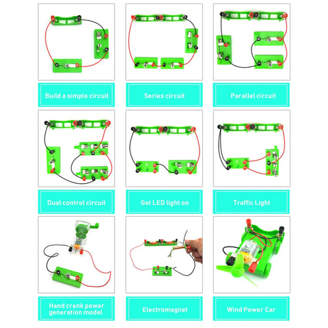 Electricity And Magnetism Lab Kit For Classroom Learning Hands On Circuit Building Set For Teachers And Junior High And Senior High School Students Upgraded Edition displaying various circuit configurations and models