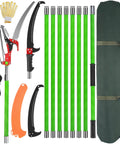 Extendable 30 Ft Manual Pole Saw Workhorse With Pruner Blade And Scissors Set Nine Fiberglass Poles For Tall Branches