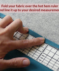 Hot Hem Ruler For Sewing And Quilting, Non Slip Ironing Guide For Precise Hems And Pleats, Works With Dry Or Steam Irons, 10 X 2.5 Inch Hem Gauge, Heat Resistant Nylon, Speed Up Your Crafting And Get Neat Edges showing fabric fold alignment