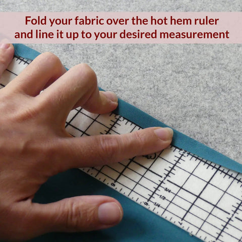 Hot Hem Ruler For Sewing And Quilting, Non Slip Ironing Guide For Precise Hems And Pleats, Works With Dry Or Steam Irons, 10 X 2.5 Inch Hem Gauge, Heat Resistant Nylon, Speed Up Your Crafting And Get Neat Edges showing fabric fold alignment