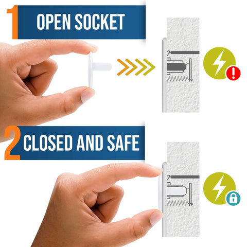Hand installing 32 Pack Outlet Covers For Baby Proofing Easy Install Socket Protectors White To Prevent Electrocution And Keep Toddlers Safe In Home And Office Perfect For Nursery And Kid Friendly Rooms With No Tool Quick Setup on socket