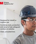 Worker wearing Virtua Clear Lens Safety Glasses Unisex Lightweight Wraparound Eyewear with hard hat on jobsite