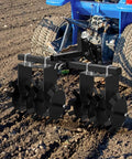 ATV towing 32 Inch Heavy Duty Tow Behind Disc Harrow Plow With Universal 2 Inch Hitch Adjustable Height on soil