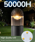 Low Voltage Landscape Lighting 12V 3W 3000K Warm White Outdoor Bollard Lights illuminating garden with LED detail inset