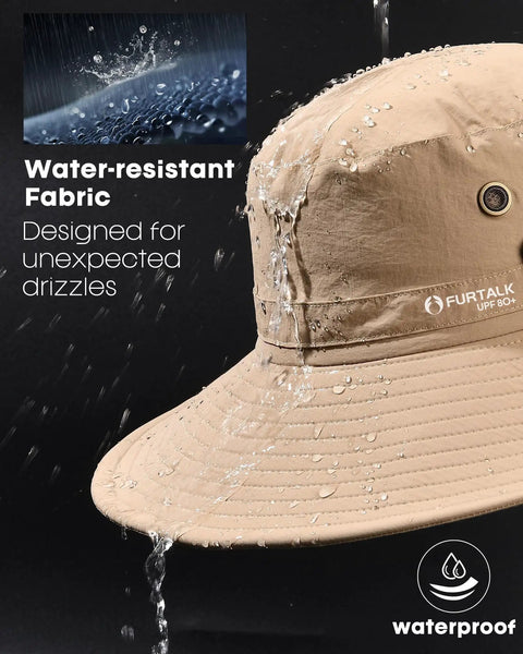 Men's UPF Sun Hat With Wide Brim Bucket Style For Fishing And Outdoors, Breathable Ventilated Design With UV Protection, waterproof fabric