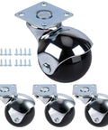 Heavy Duty 2 Inch Ball Casters Without Brake Set Of 4 Chrome Swivel Furniture Wheels Steel Mount Plate with screws