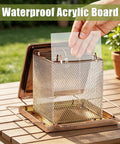 Built Tough Outdoor Hanging Bird Feeder With Waterproof Metal Build, Large 3.5Lb Capacity, shown with acrylic board being inserted