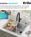Flat Top Garbage Disposal Air Switch Button In Spot Free Antique Champagne Bronze by sink with running faucet