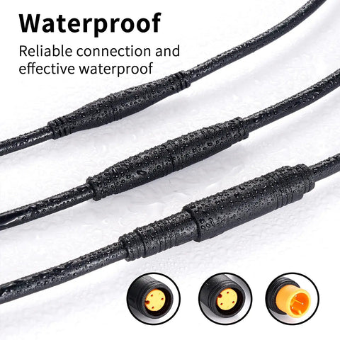 1T2 Cable Y Splitter Extending Wire Waterproof 3 Pin Connector For Ebike Light Brake Throttle And Gear Sensor Ride Ready 62cm 24 Inches Universal Fit For Bafang MID Drive And Most Electric Bikes