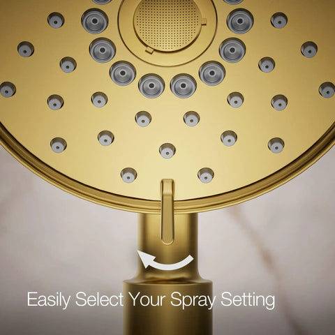 Purist Four Function Handshower With Handheld Sprayhead Three Modes Full Coverage Pulsating Massage Silk Spray 1.75 GPM Vibrant Brushed Moderne Brass Finish close-up