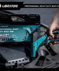 Libraton Heavy Duty Pop Rivet Gun One Handed with handle, showing ergonomic grip and tool kit on vehicle engine.