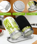 Complete All In One Sprouting Kit With Glass Mason Jars, Stainless Steel Mesh Lids, Angled Drainage Stand, And Light Blocking Sleeves, 2 Pack