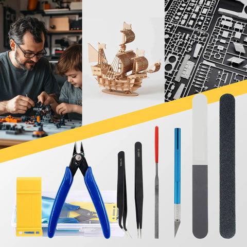11 Piece Model Tools Kit For Hobbyists And Model Builders Pro Grade Craft Set with tools and model building