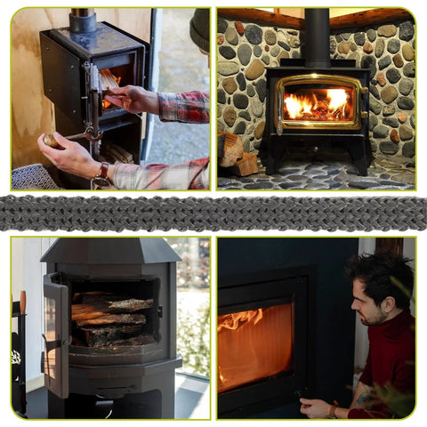 2 rolls LXUEJIE fiberglass rope fireplace gasket tape, self-adhesive, 79×0.4 in for stove and fireplace