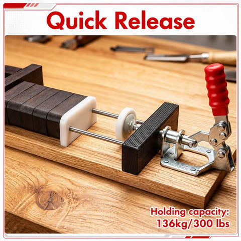 12 Pack 302F Toggle Clamps 300 Pound Heavy Duty Push Pull Hold Down For Woodworking With 180 Degree Swivel Handle Knockout Grip And Boss Level Workshop Tools on wooden surface