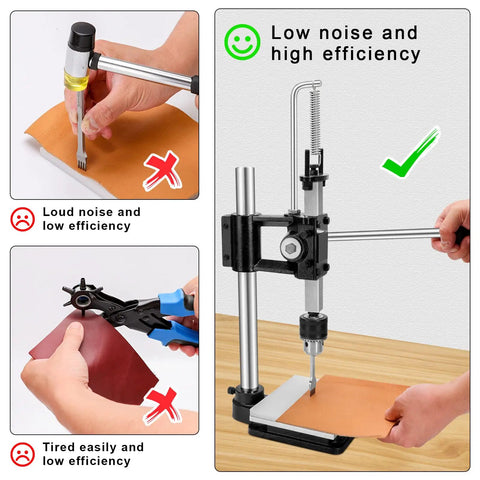 Upgraded Dope Leather Hole Puncher Kit For DIY Crafts Hand Punching Tool With Aluminum Plate And 16 Tools in use