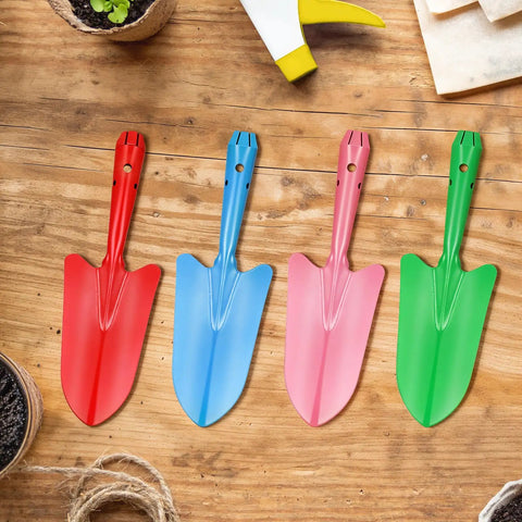 20 Pack Mini Colorful Metal Hand Shovels And Trowels Set For Transplanting And Garden Digging, 11 By 3 Inch Shovels In Four Colors